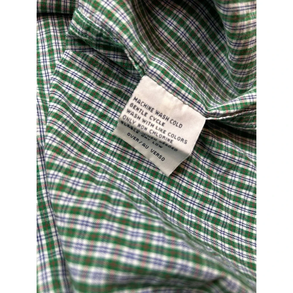 Nautica Jeans Company Mens XXL Green White Plaid Long Sleeve Button Down‎ Shirt